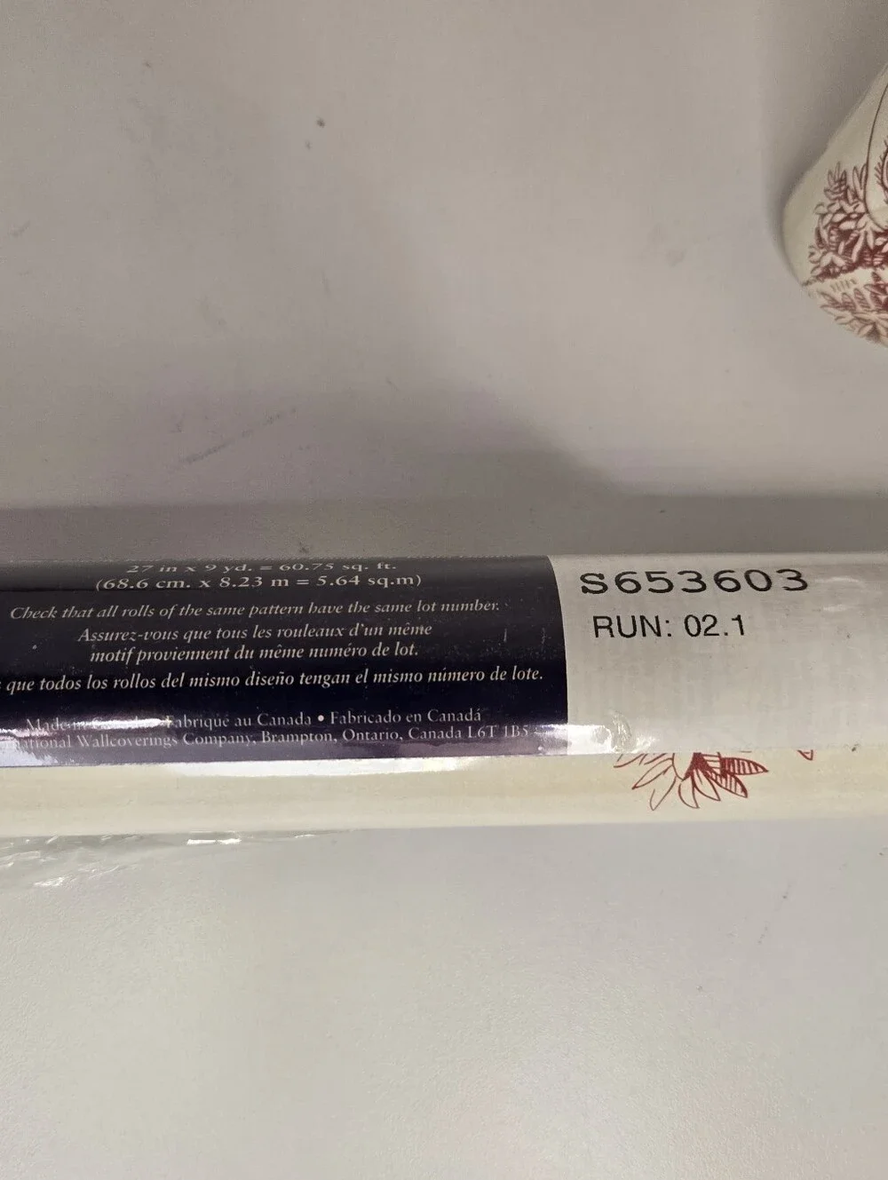 Valley Forge Vinyl Coated Wallcovering Red Toile On Cream Set of 2 Double Rolls